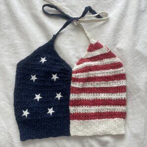 American Flag Crocheted Cropped Tank Top, Women's Size XS - American Eagle